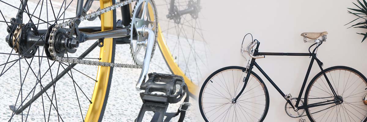 Bicycle pedals, transmission, water bottle holder, storage rack...