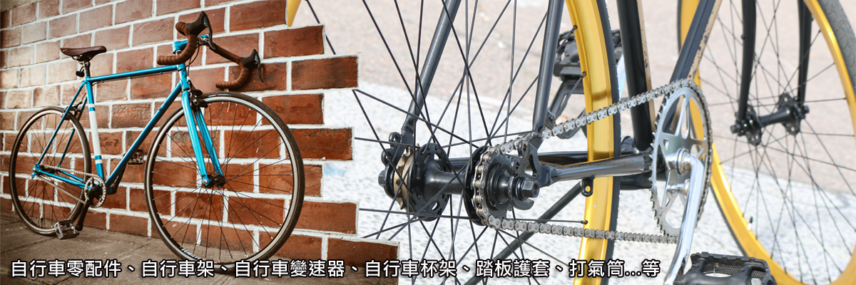 自行車零配件、自行車架、自行車變速器、自行車杯架、踏板護套、打氣筒...等